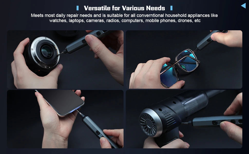 Precision Electric Screwdriver Set 68 in 1 Cordless 64 S2 Precision Drill Bits 5 Torque Settings LED Hand Repair Tool