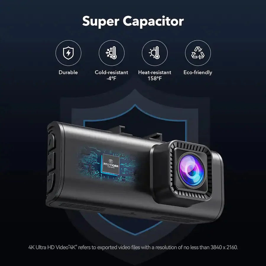 REDTIGER F7NP-EX 4K+1080P Dash Cam Built-in 5.8GHz Wifi And GPS Dash Camera Night Vision Recorder APP Control 24H Parking Monito
