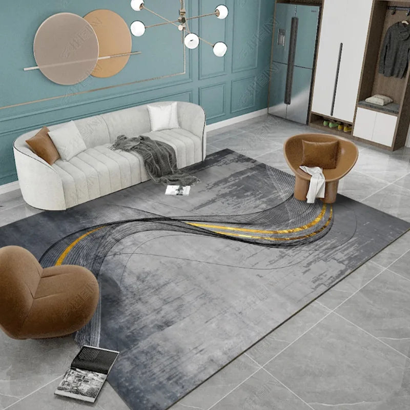 Nordic Geometric Abstract Area Rug – Modern Washable Living Room & Bedroom Carpet / Entrance Mat