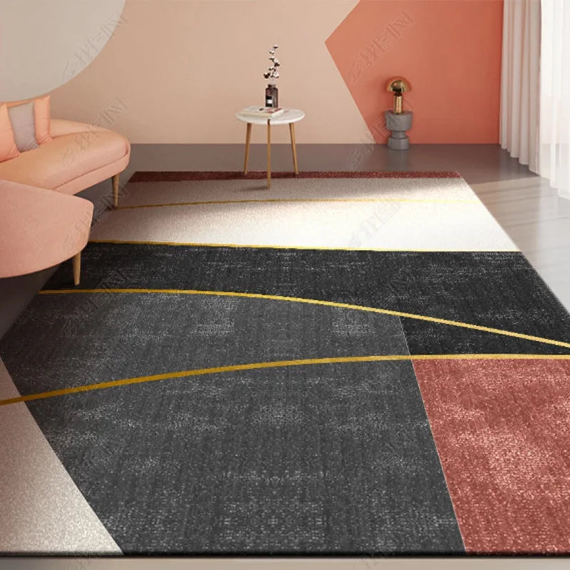 Nordic Geometric Abstract Area Rug – Modern Washable Living Room & Bedroom Carpet / Entrance Mat