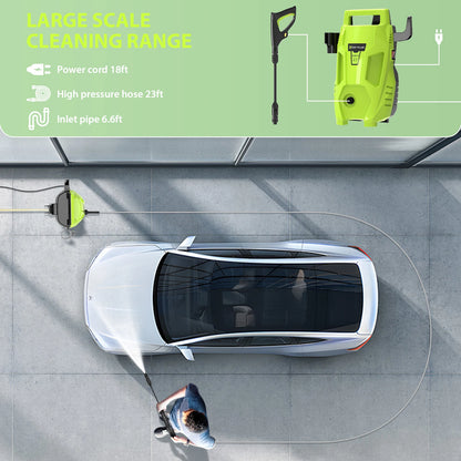 2050PSI Electric High Pressure Washer, 1.6GPM 2300W Washer with 1-180° Adjustable Nozzle and Detergent Tank for Cleaning Car