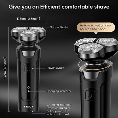 SEJOY 3 In 1 Multifunction Mens Electric Shaver Powerful Beard Nose Hair Trimmer Shaving Machine Electric Razor Waterproof