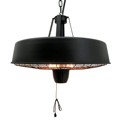 Outsunny Adjustable Power 1000/2500W Infrared Halogen Electric Patio Light Heater, Ceiling Hanging Mount -Black