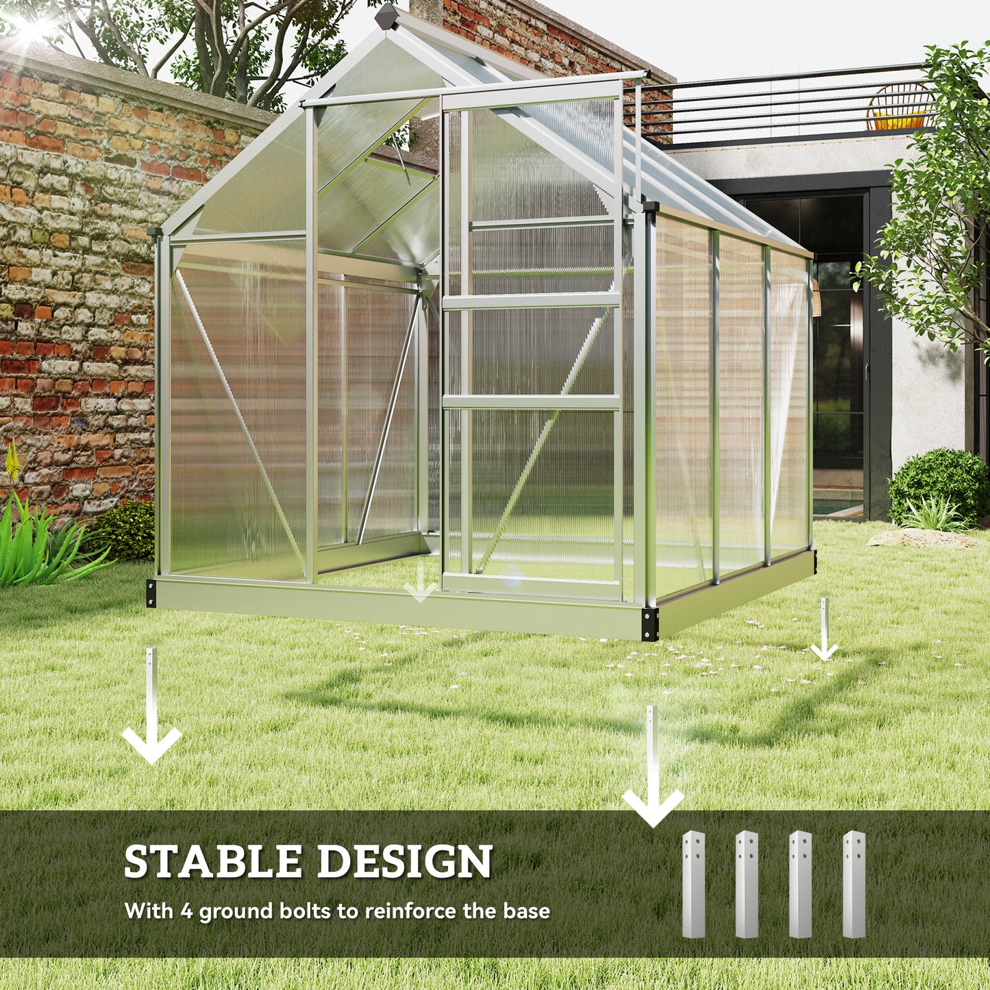 Outsunny 6 x 6ft Polycarbonate Greenhouse | Clear