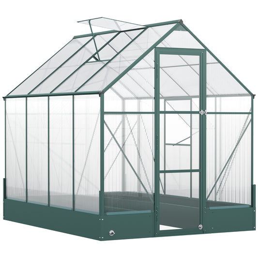 Outsunny six by eight foot polycarbonate walk-in greenhouse