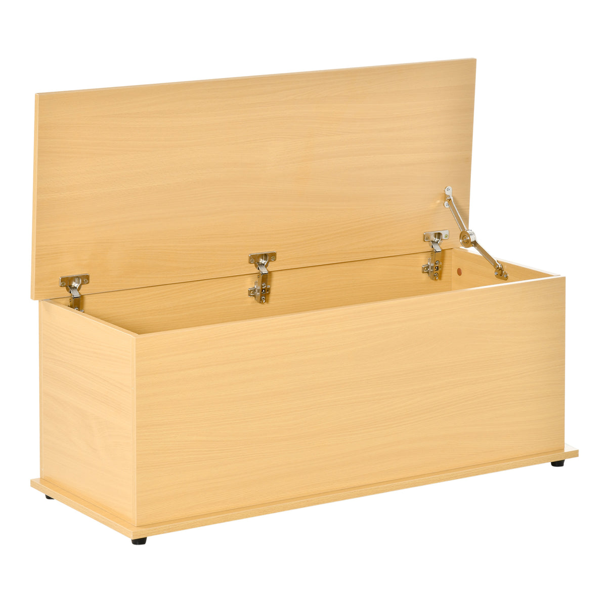 HOMCOM Storage Chest, Large 114L Blanket Box, Shoe Bench with Safety Hinged Lid, Storage Trunk, Bed End Bench for Bedroom, Hallway, Living room, Playroom, 100 x 40 x 40cm, Burlywood