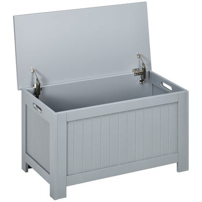 HOMCOM Grey Lift-Top Storage Chest | Toy Box & Blanket Storage Bench