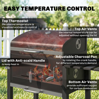 Outsunny Charcoal BBQ Grill | Adjustable Coal Pan