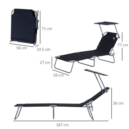Outsunny 2-Piece Folding Sun Lounger Set | Adjustable Shade