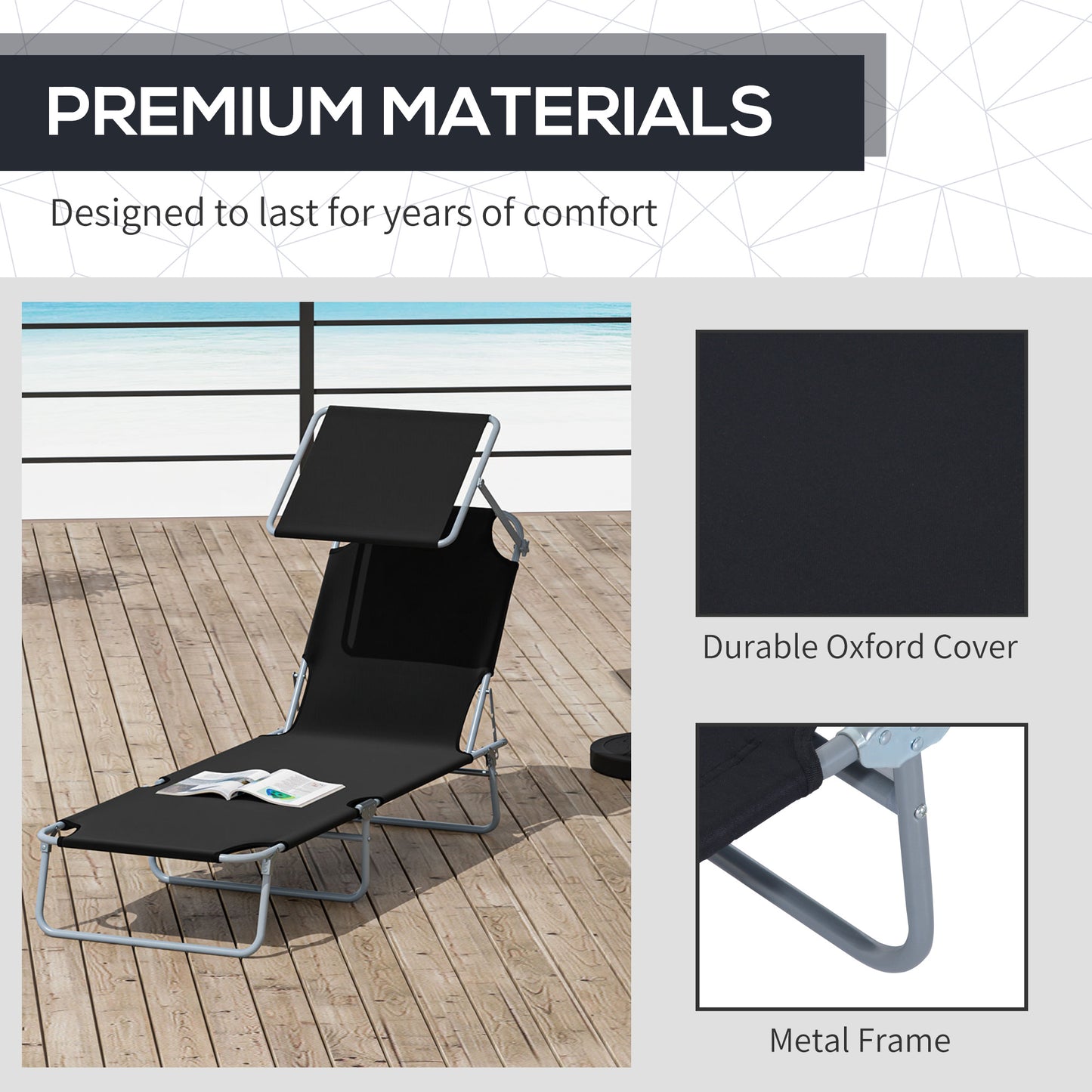 Outsunny 2-Piece Folding Sun Lounger Set | Adjustable Shade