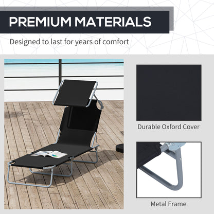 Outsunny 2-Piece Folding Sun Lounger Set | Adjustable Shade