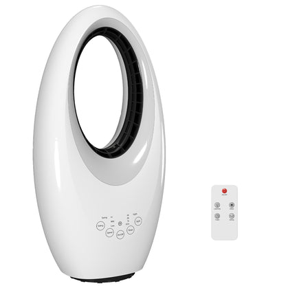 HOMCOM Bladeless Tower Fan with 4-Colour LED Mood Light | 36dB, 6m/s, 60° Oscillation, 7.5H Timer, Remote — White