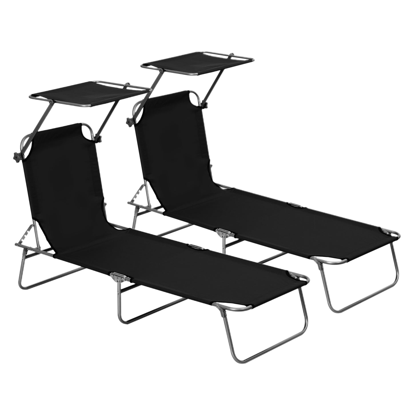 Outsunny 2-Piece Folding Sun Lounger Set | Adjustable Shade