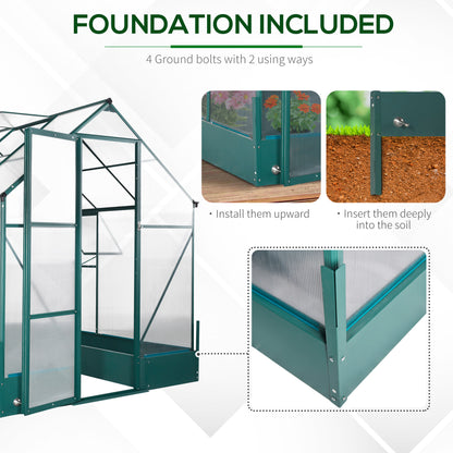 Outsunny six by eight foot polycarbonate walk-in greenhouse - product view 7