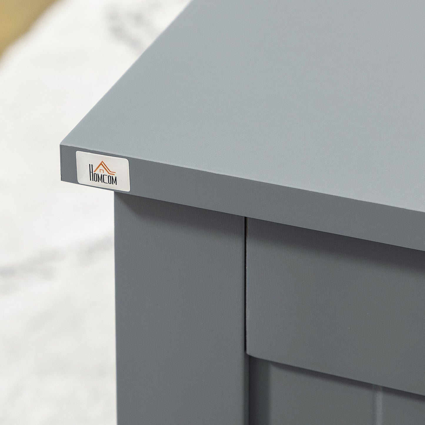 HOMCOM Grey Lift-Top Storage Chest | Toy Box & Blanket Storage Bench