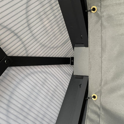 Outsunny 3.6 x 4m Hardtop Gazebo | Polycarbonate Roof, Curtains & Netting
