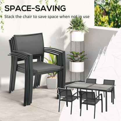 Outsunny 5-Piece Outdoor Dining Set | Wood-Effect Table