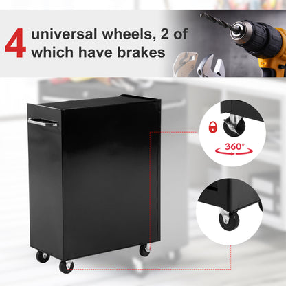 HOMCOM 5-Drawer Tool Box on Wheels | Lockable Garage Storage Cabinet, Black