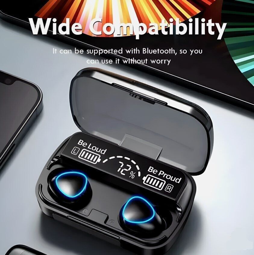 Bluetooth Wireless Headphones – TWS In-Ear Earbuds with LED Display Noise Cancellation Waterproof – Mini Pods