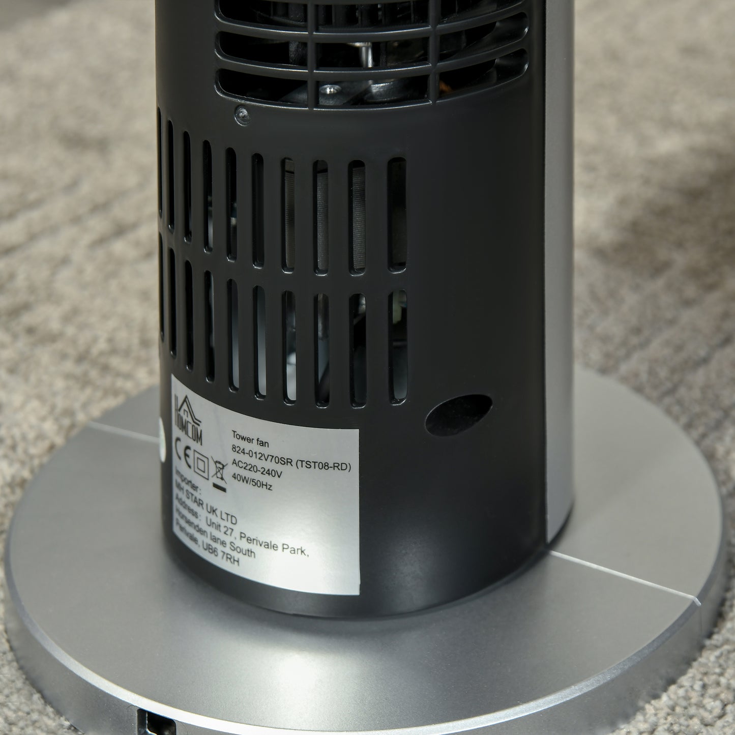 HOMCOM 31" Bladeless Tower Fan | 70° Oscillation, 37.8dB Quiet, 7.5H Timer, Remote Control — Silver