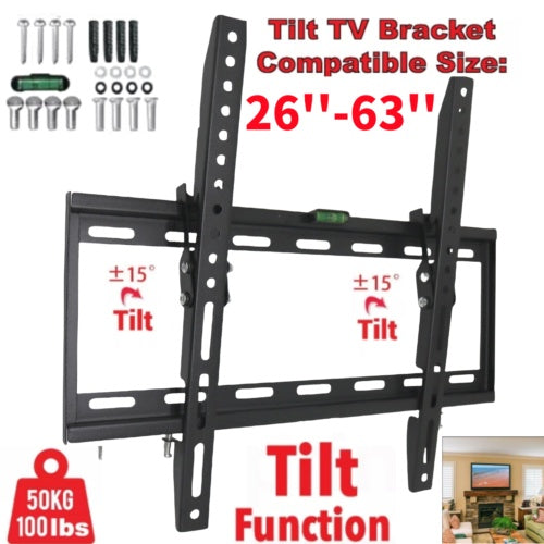 Tilting TV Wall Bracket Mount for 26–63 Inch LED, LCD, QLED, OLED Flat Screen TVs | Universal Heavy-Duty Slim Mount Fits Samsung, LG, Sony & More