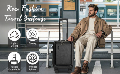 Kono Hardshell Luggage Set | ABS+PC Lightweight, TSA Lock, 4 Spinner Wheels — 2-Piece or 4-Piece, Navy, Grey, Black or Burgundy