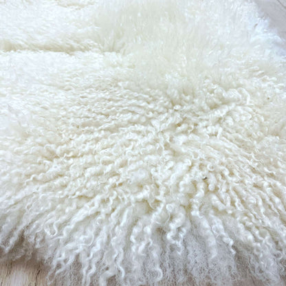 British White Curly Rectangular Rug 75cm x 115cm