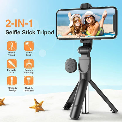 Bluetooth Selfie Tripod Telescopic Stick | Extendable Monopod with Remote | Foldable Phone Holder