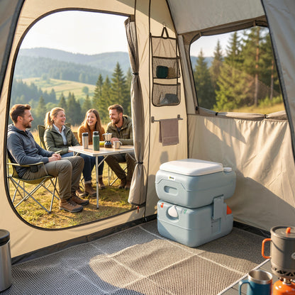 Outsunny 22L Portable Camping Toilet | Anti-Leak Travel Toilet