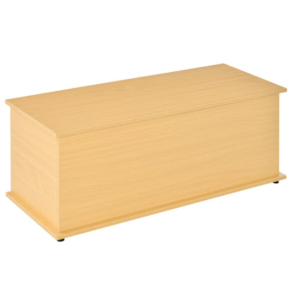HOMCOM Storage Chest, Large 114L Blanket Box, Shoe Bench with Safety Hinged Lid, Storage Trunk, Bed End Bench for Bedroom, Hallway, Living room, Playroom, 100 x 40 x 40cm, Burlywood
