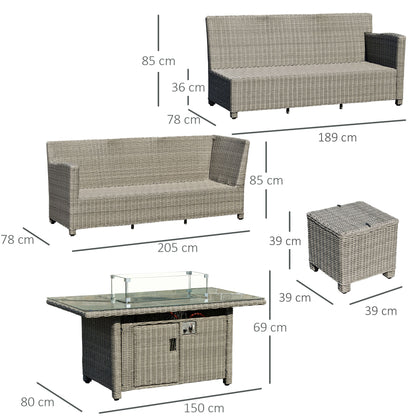 Outsunny eight-seater rattan corner sofa set with fire pit - product view 3