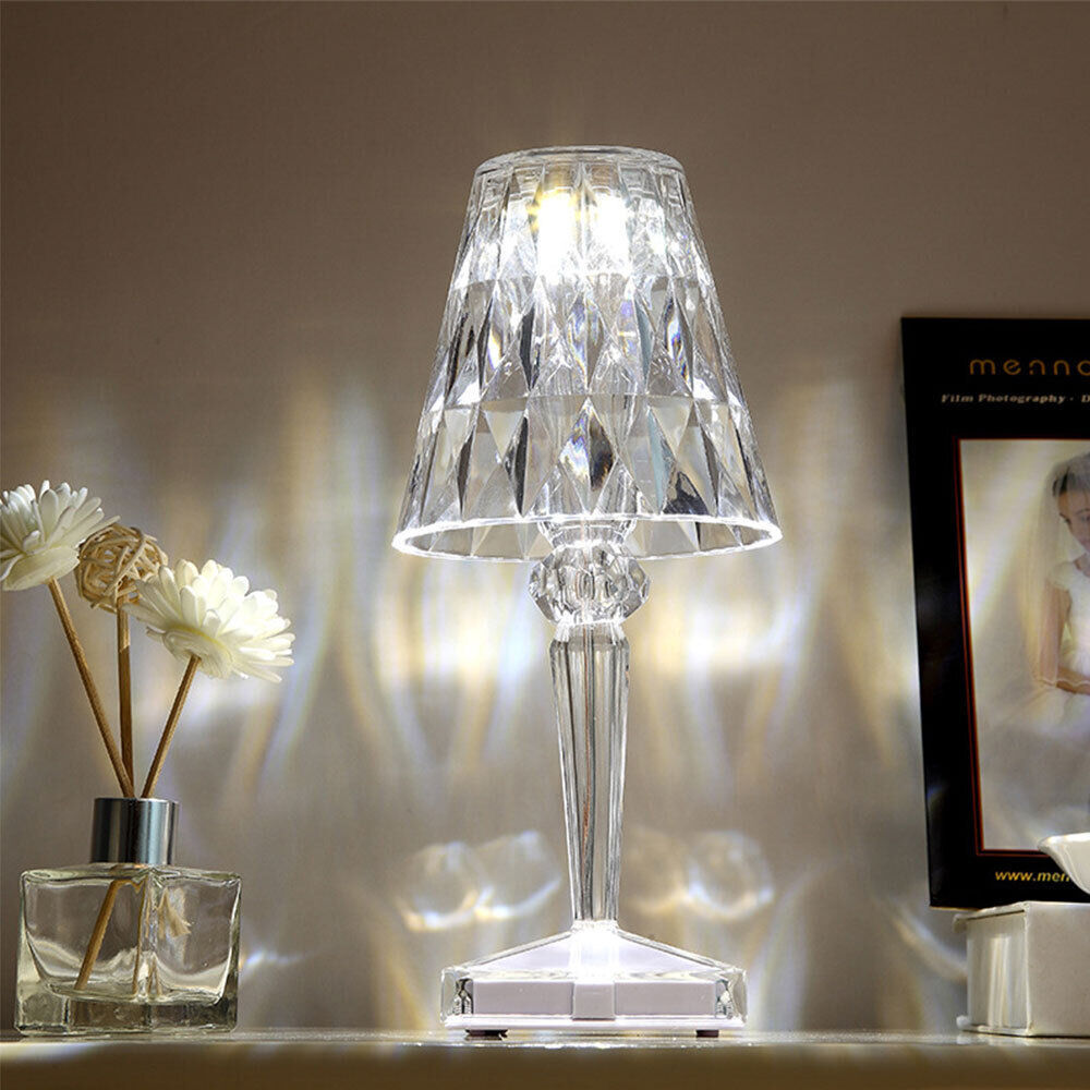 RGB Crystal Touch Table Lamp – Diamond Rose LED Bedside Light with Remote & USB/Rechargeable Modes | 16 Colours