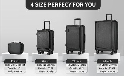 Kono Hardshell Luggage Set | ABS+PC Lightweight, TSA Lock, 4 Spinner Wheels — 2-Piece or 4-Piece, Navy, Grey, Black or Burgundy