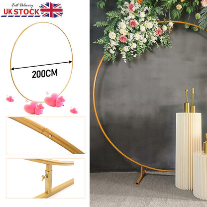 2M Round Hoop Balloon Arch Backdrop Frame | Gold Display Stand for Wedding & Events