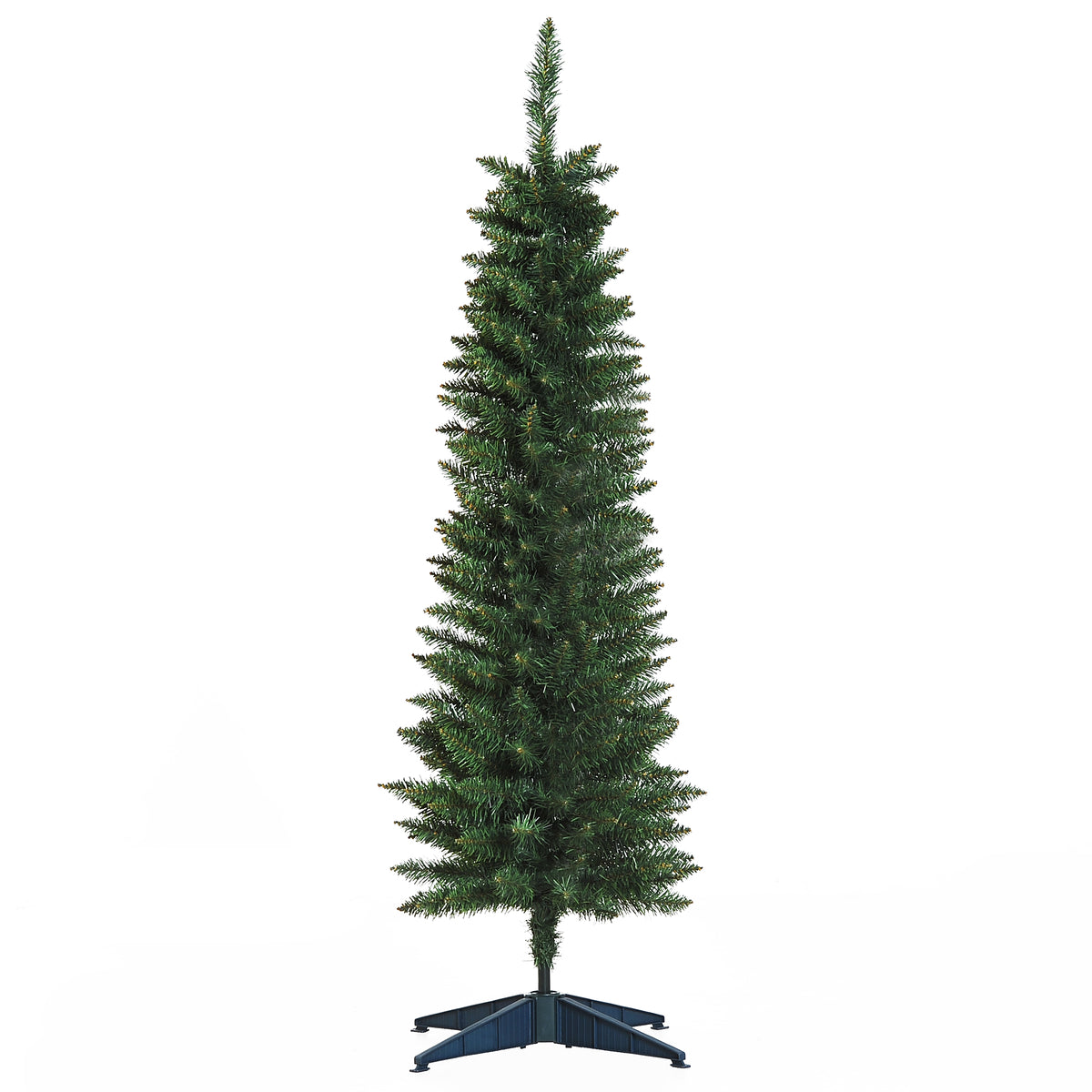 HOMCOM 5ft Unlit Artificial Christmas Tree, Pencil Slim Xmas Tree with Solid Stand and Realistic Branches, Green