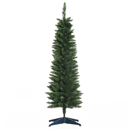 HOMCOM 5ft Unlit Artificial Christmas Tree, Pencil Slim Xmas Tree with Solid Stand and Realistic Branches, Green