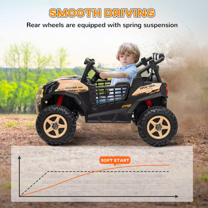 AIYAPLAY 24V two-seater kids electric ride-on car in khaki - product view 6