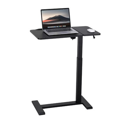 FROMANN Adjustable Overbed Table with Wheels – Tilt Rolling C-Shaped Laptop Desk Black