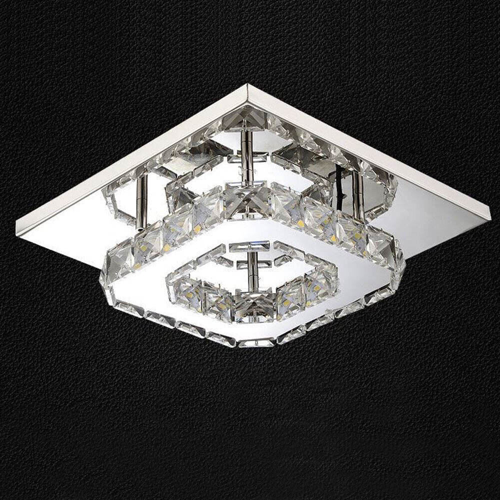 Crystal Ceiling Light LED Lamp | Modern Square Chandelier | Elegant Pendant Light for Living Room Hallway Bedroom