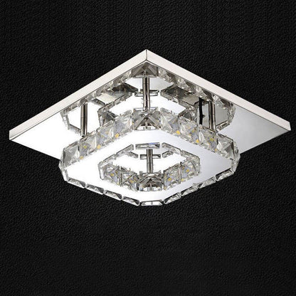 Crystal Ceiling Light LED Lamp | Modern Square Chandelier | Elegant Pendant Light for Living Room Hallway Bedroom