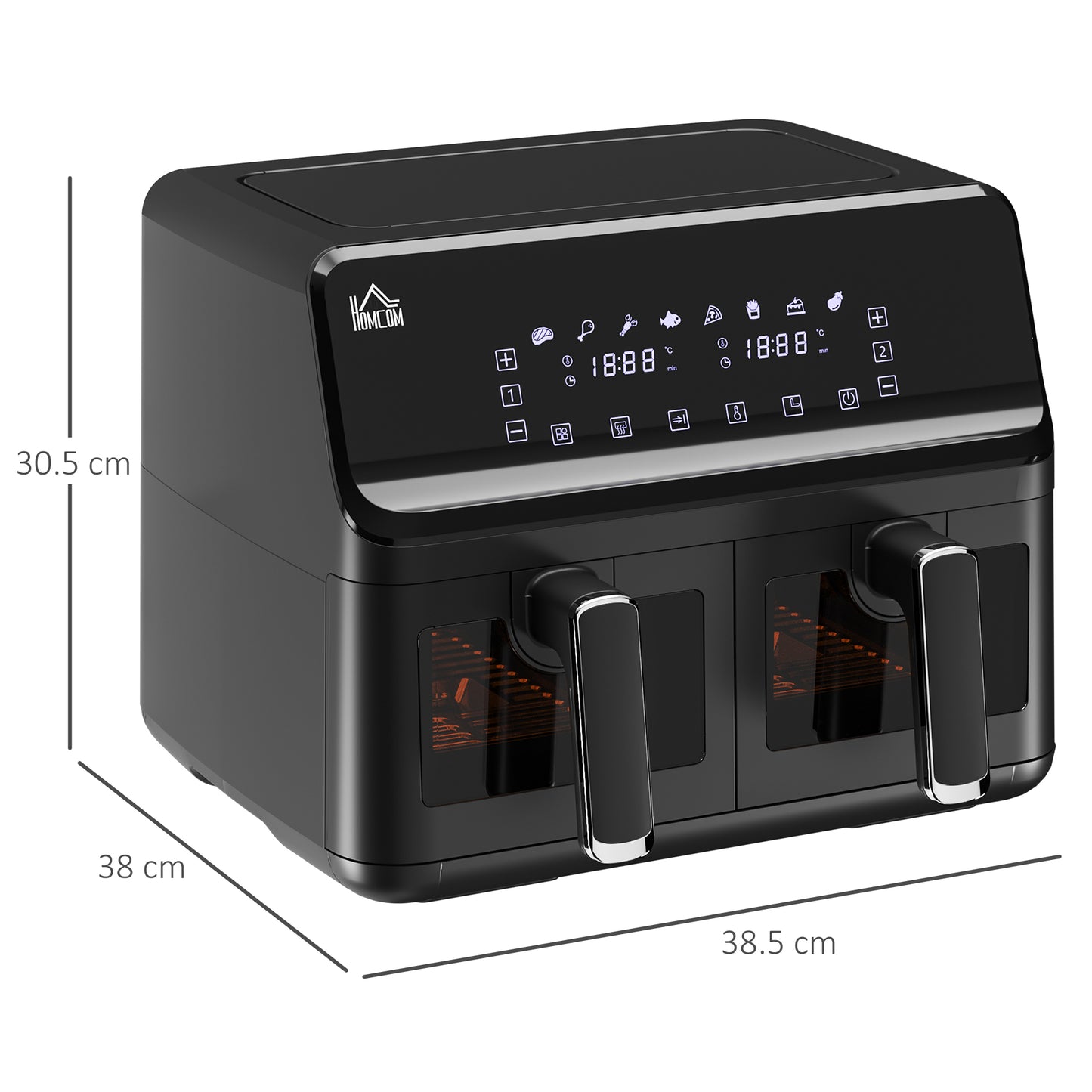8L Dual Basket Air Fryer | 8-in-1 Digital Air Fryer Oven | 2500W | Silver