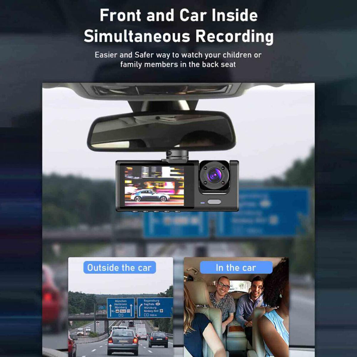 1080P Dual Lens Dash Cam with G-Sensor Front & Rear Car DVR Recorder