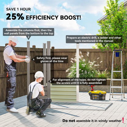 Outsunny 4 x 6ft Galvanised Metal Garden Shed | Grey