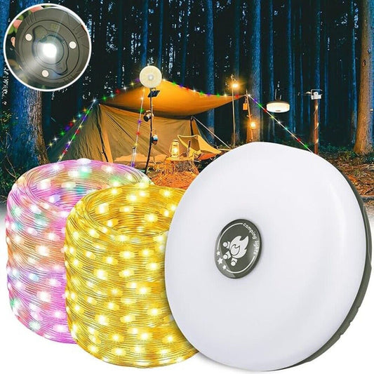 10M Outdoor Camping String Lights – USB Rechargeable Tent Lantern with Hanging Lamps – Waterproof Festival & Garden Lighting
