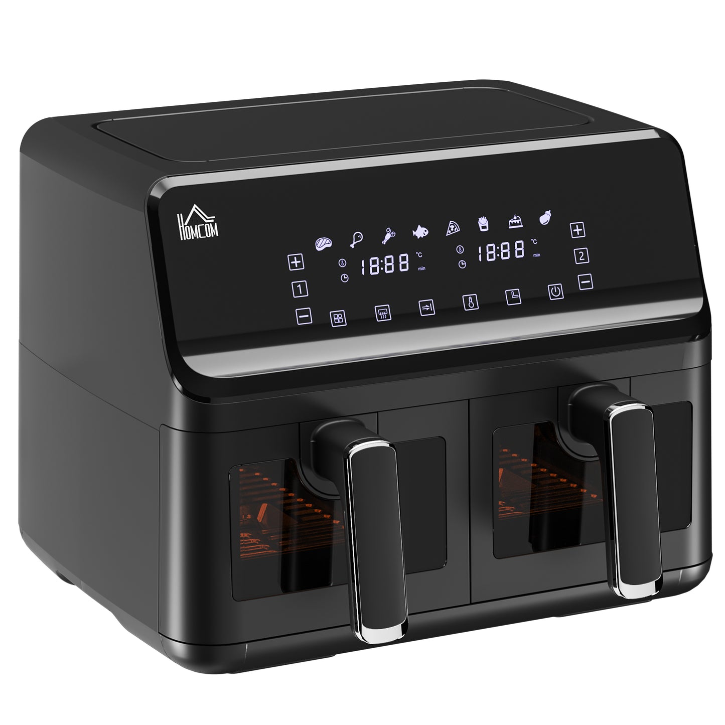 8L Dual Basket Air Fryer | 8-in-1 Digital Air Fryer Oven | 2500W | Silver
