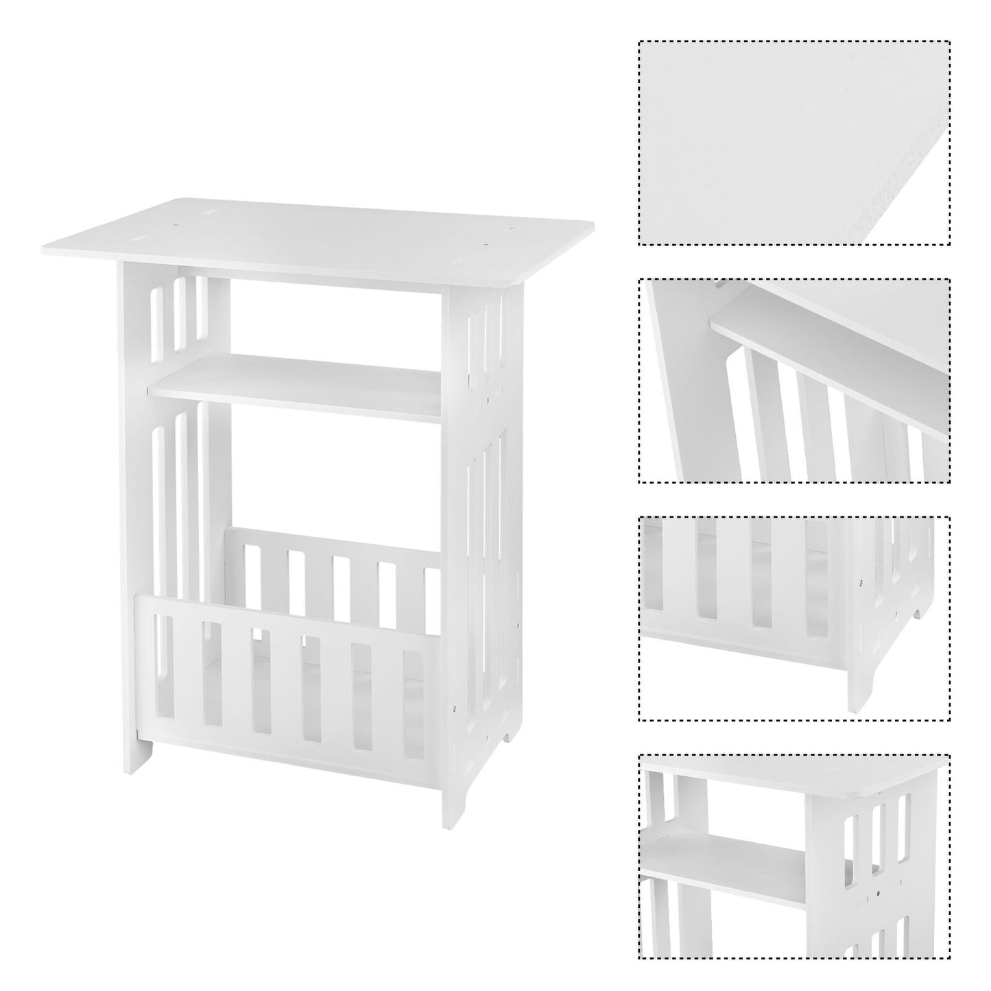 Small Bedside Table Cabinet – Side Coffee Table with Storage Rack | Slim, 2-Tier Design for Bedroom, Living Room, Bathroom