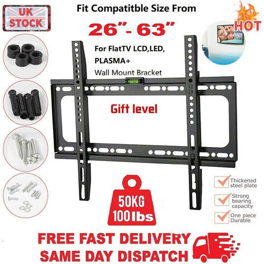 Slim TV Wall Bracket Mount for 26–63 Inch LCD LED Plasma Flat Screen – Universal Fixed Slim Fit