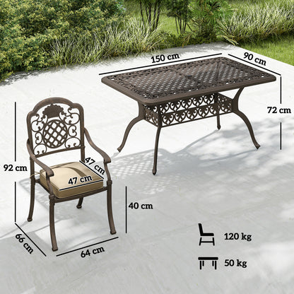 Outsunny Garden Dining Set for 6 | Cast Aluminium Bronze