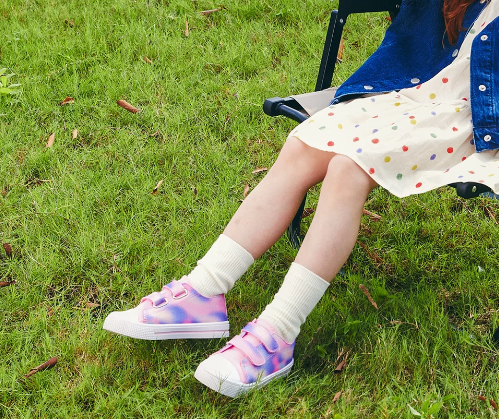 Funcoo Dual Strap Girls Canvas Shoes | Hook & Loop Fastening, Non-Slip Sole, Breathable, Soft EVA Insole