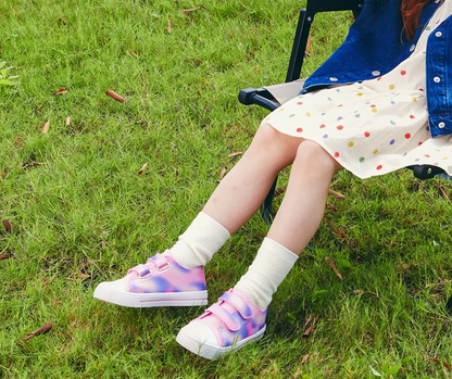 Funcoo Dual Strap Girls Canvas Shoes | Hook & Loop Fastening, Non-Slip Sole, Breathable, Soft EVA Insole